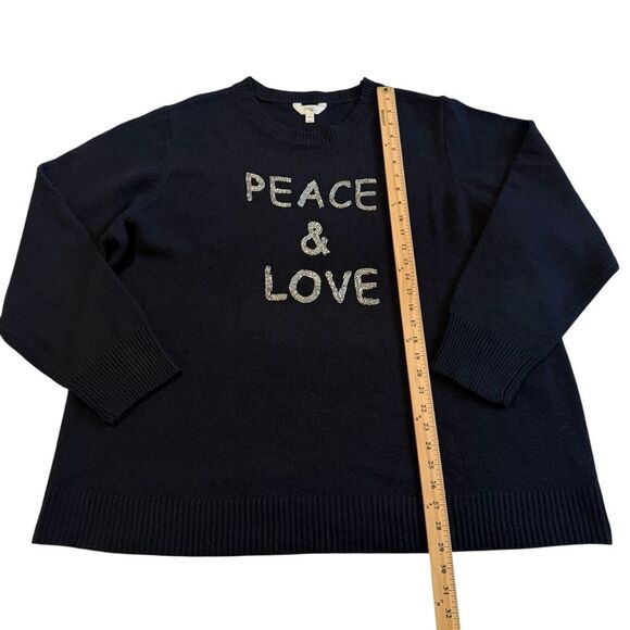 Terra & Sky Peace & Love Beaded Sweater Black Super Soft Cozy 4X (28W-30W) NWT - Picture 5 of 12